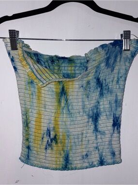 Bear Dance Blue and Yellow Tie-Dye Tube Top